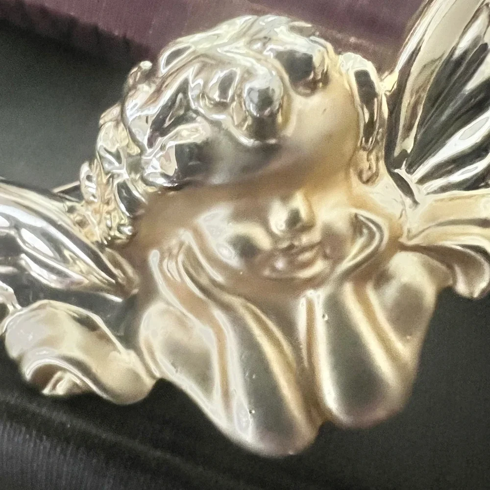 Cherub Angel‎ Wing Brooch OS Gold Vintage Excellent